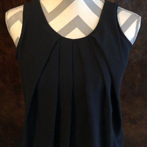 New York And Company Size Medium Black Sleeveless Women's Silk Crepe Top Prowned